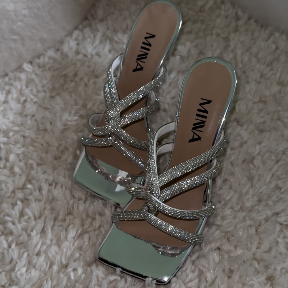Brand new Minna Fashion dress sparkly strappy heels for gowns and cocktail 37